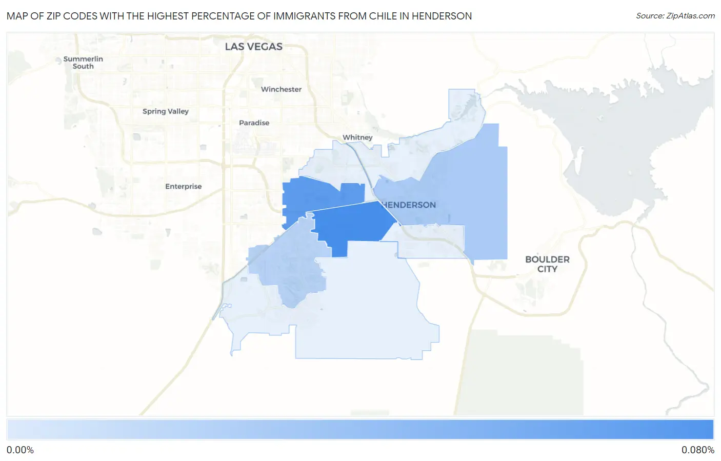 Zip Codes with the Highest Percentage of Immigrants from Chile in Henderson Map