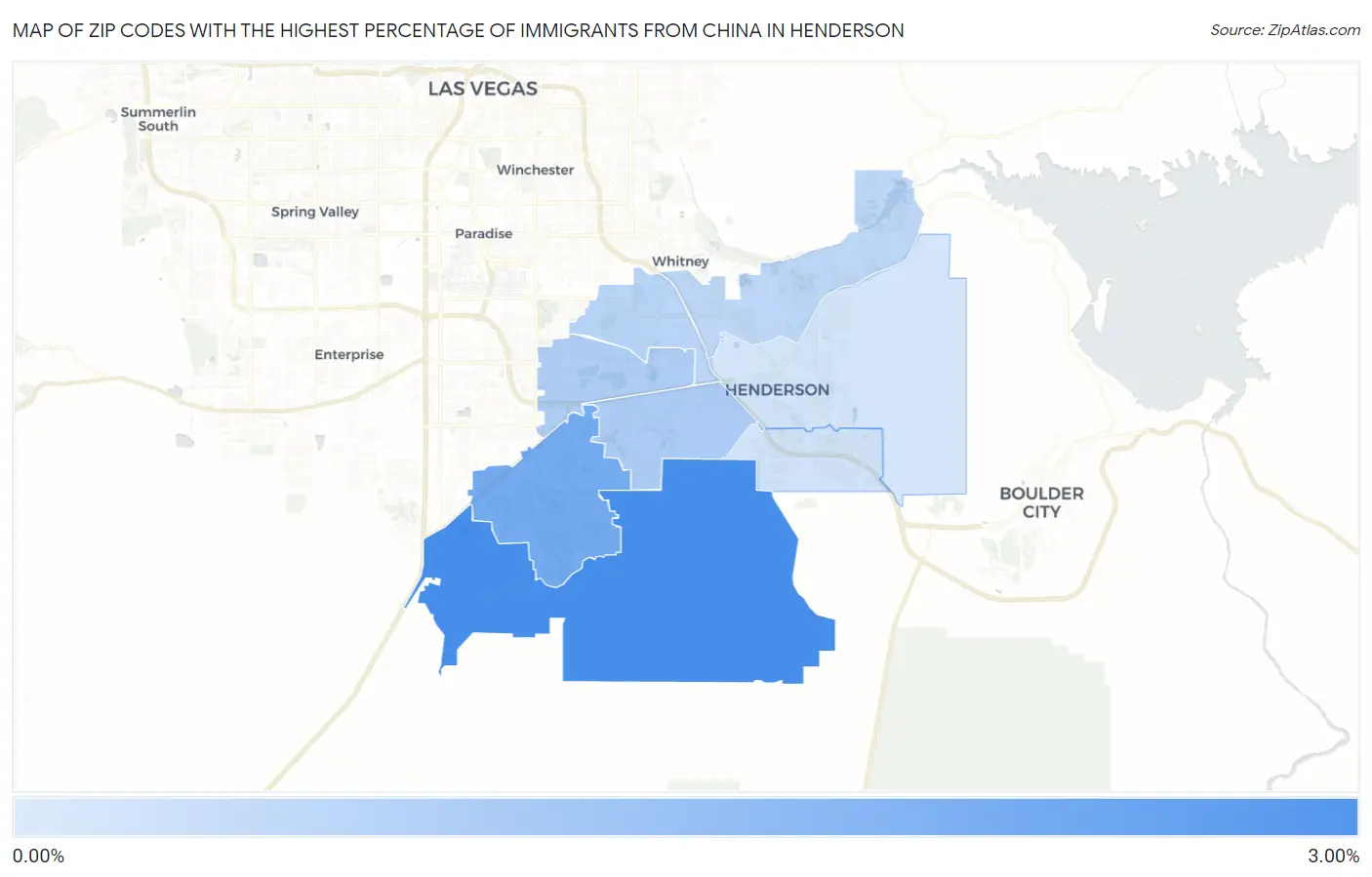 Zip Codes with the Highest Percentage of Immigrants from China in Henderson Map