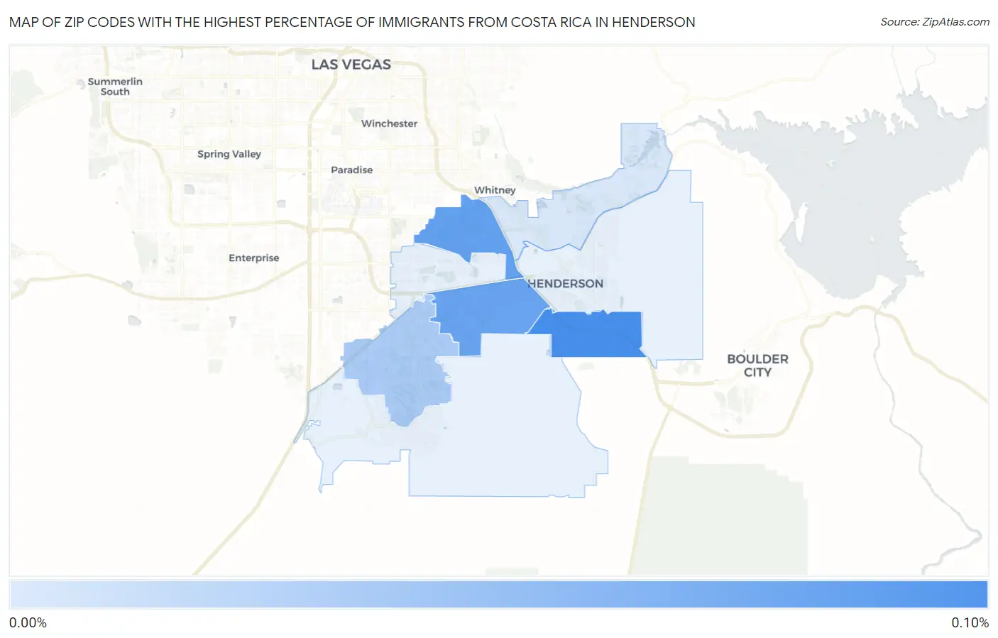 Zip Codes with the Highest Percentage of Immigrants from Costa Rica in Henderson Map