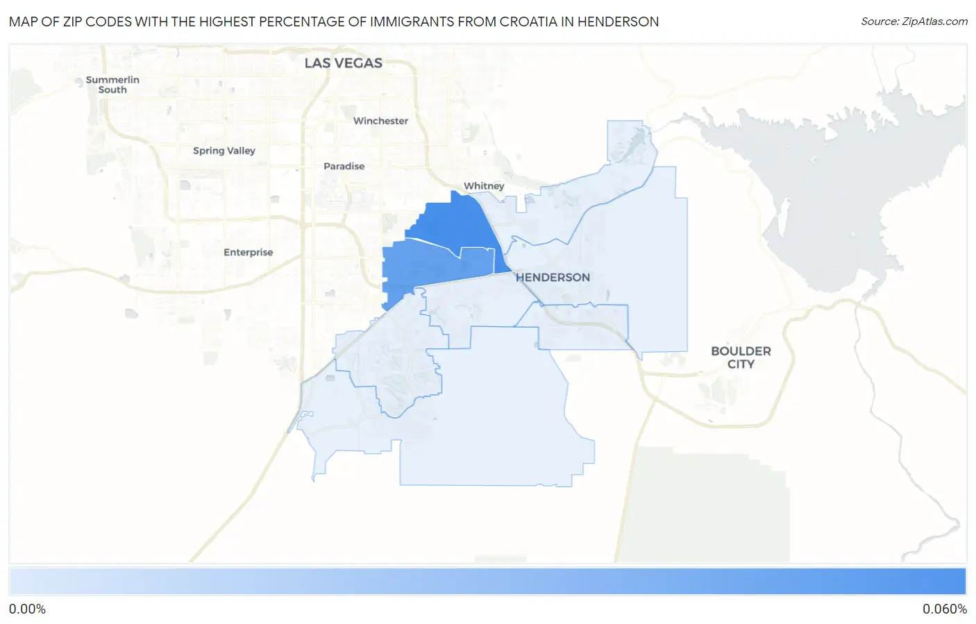 Zip Codes with the Highest Percentage of Immigrants from Croatia in Henderson Map
