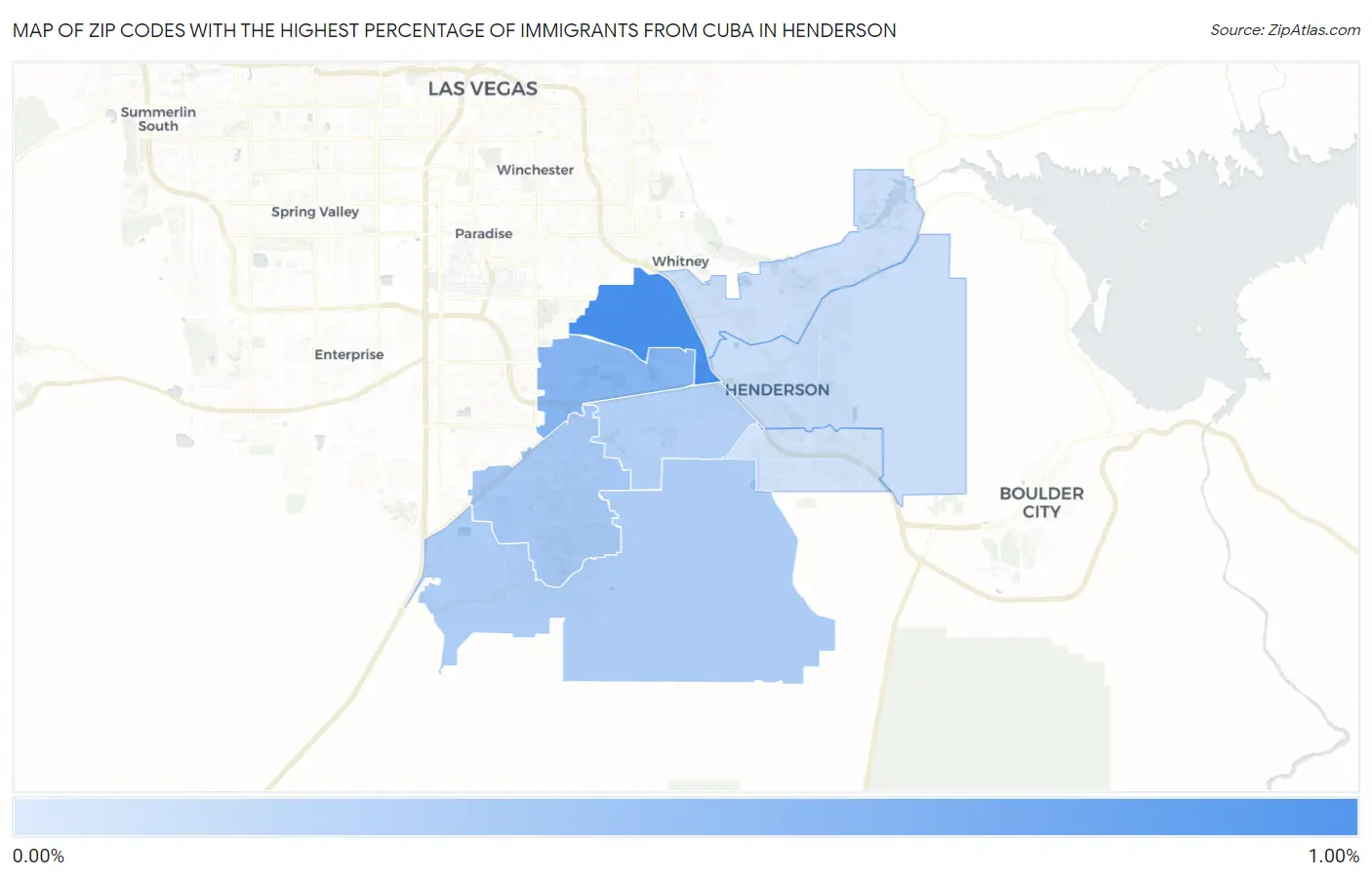 Zip Codes with the Highest Percentage of Immigrants from Cuba in Henderson Map