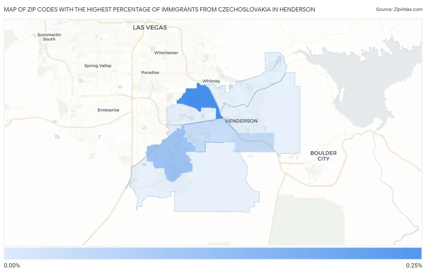 Zip Codes with the Highest Percentage of Immigrants from Czechoslovakia in Henderson Map