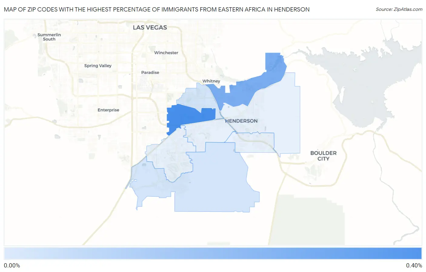 Zip Codes with the Highest Percentage of Immigrants from Eastern Africa in Henderson Map