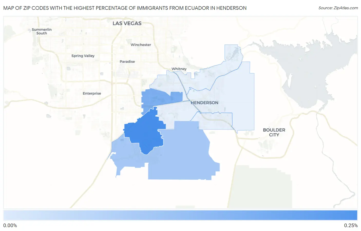 Zip Codes with the Highest Percentage of Immigrants from Ecuador in Henderson Map