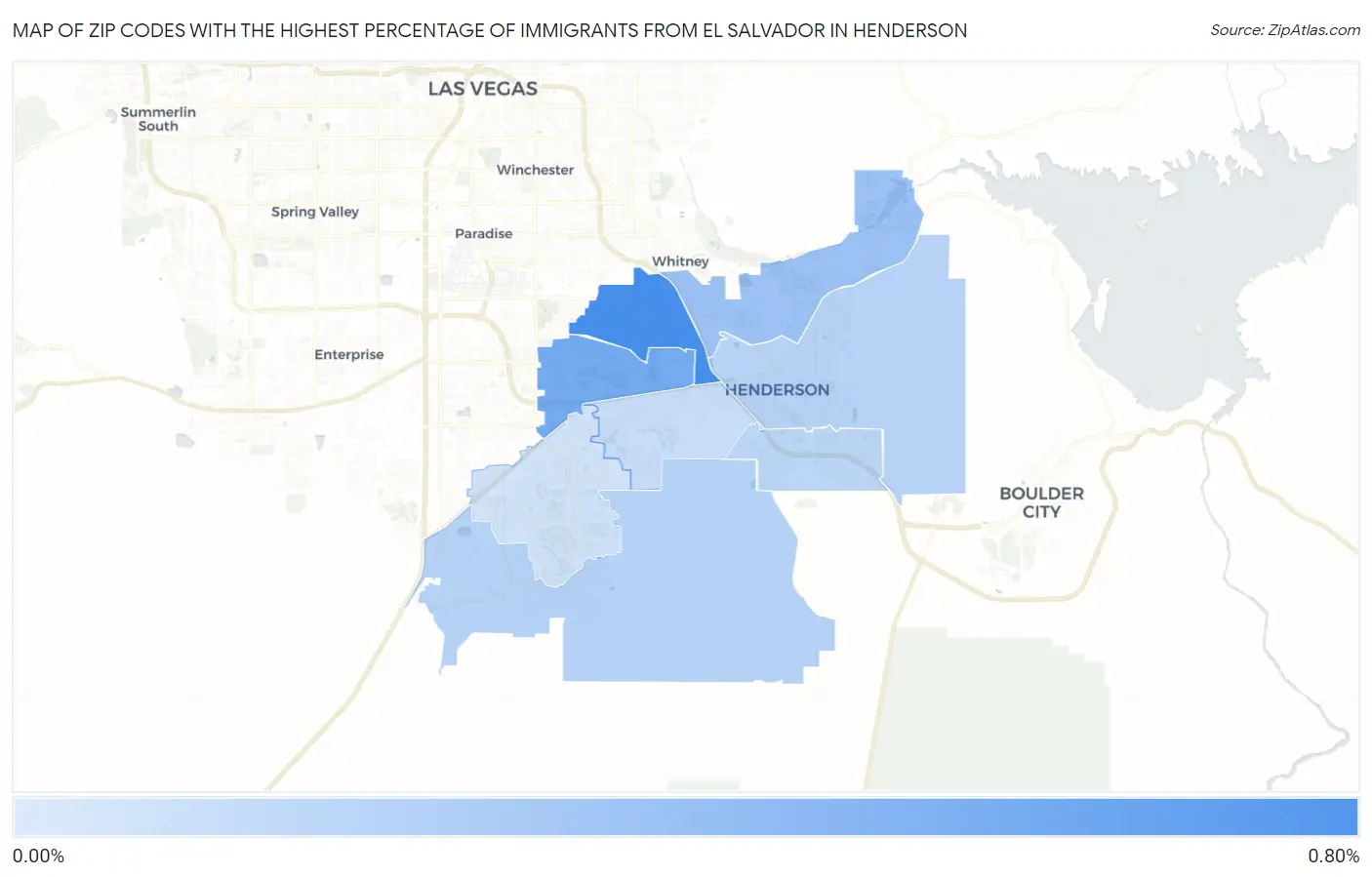 Zip Codes with the Highest Percentage of Immigrants from El Salvador in Henderson Map