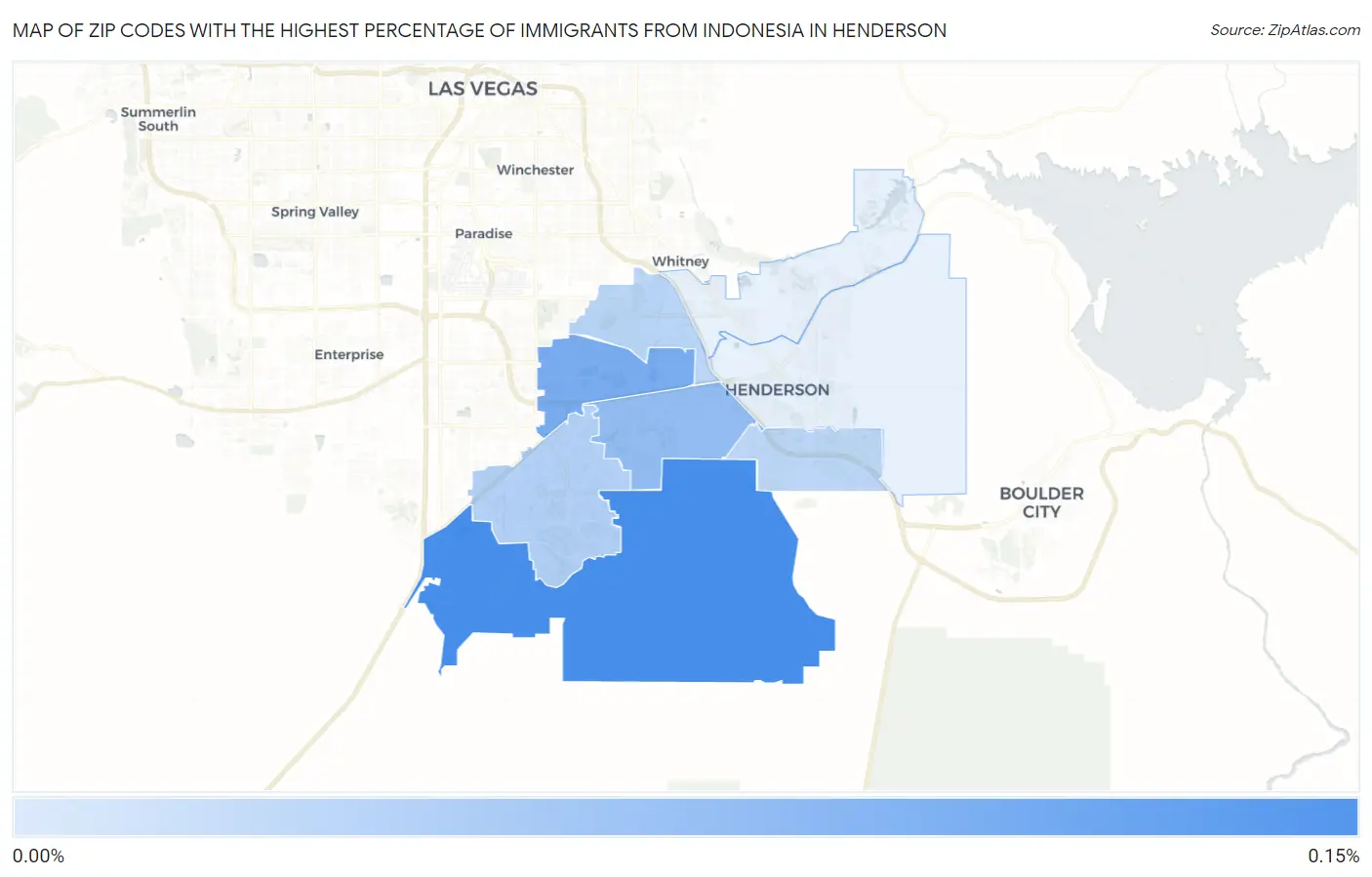 Zip Codes with the Highest Percentage of Immigrants from Indonesia in Henderson Map