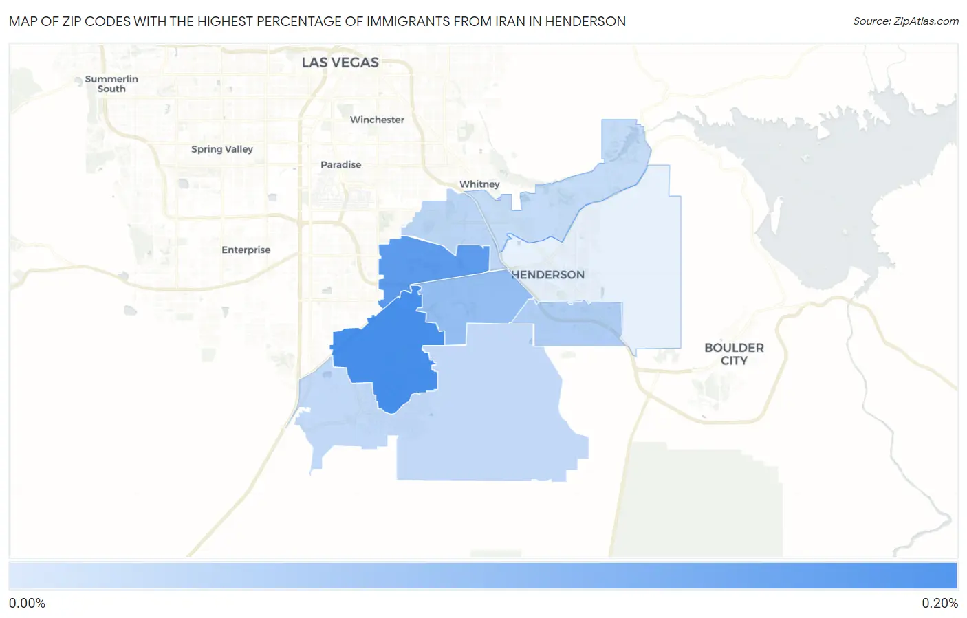 Zip Codes with the Highest Percentage of Immigrants from Iran in Henderson Map