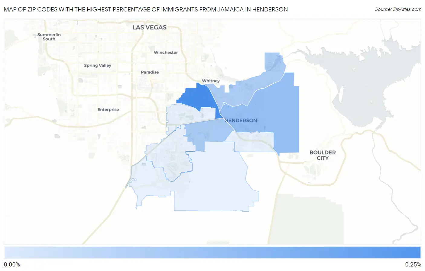 Zip Codes with the Highest Percentage of Immigrants from Jamaica in Henderson Map
