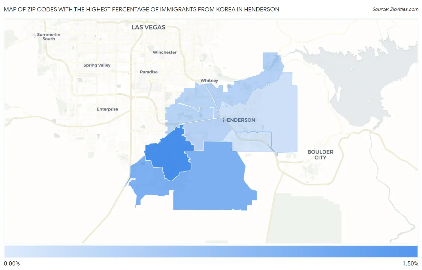 Zip Codes with the Highest Percentage of Immigrants from Korea in Henderson Map