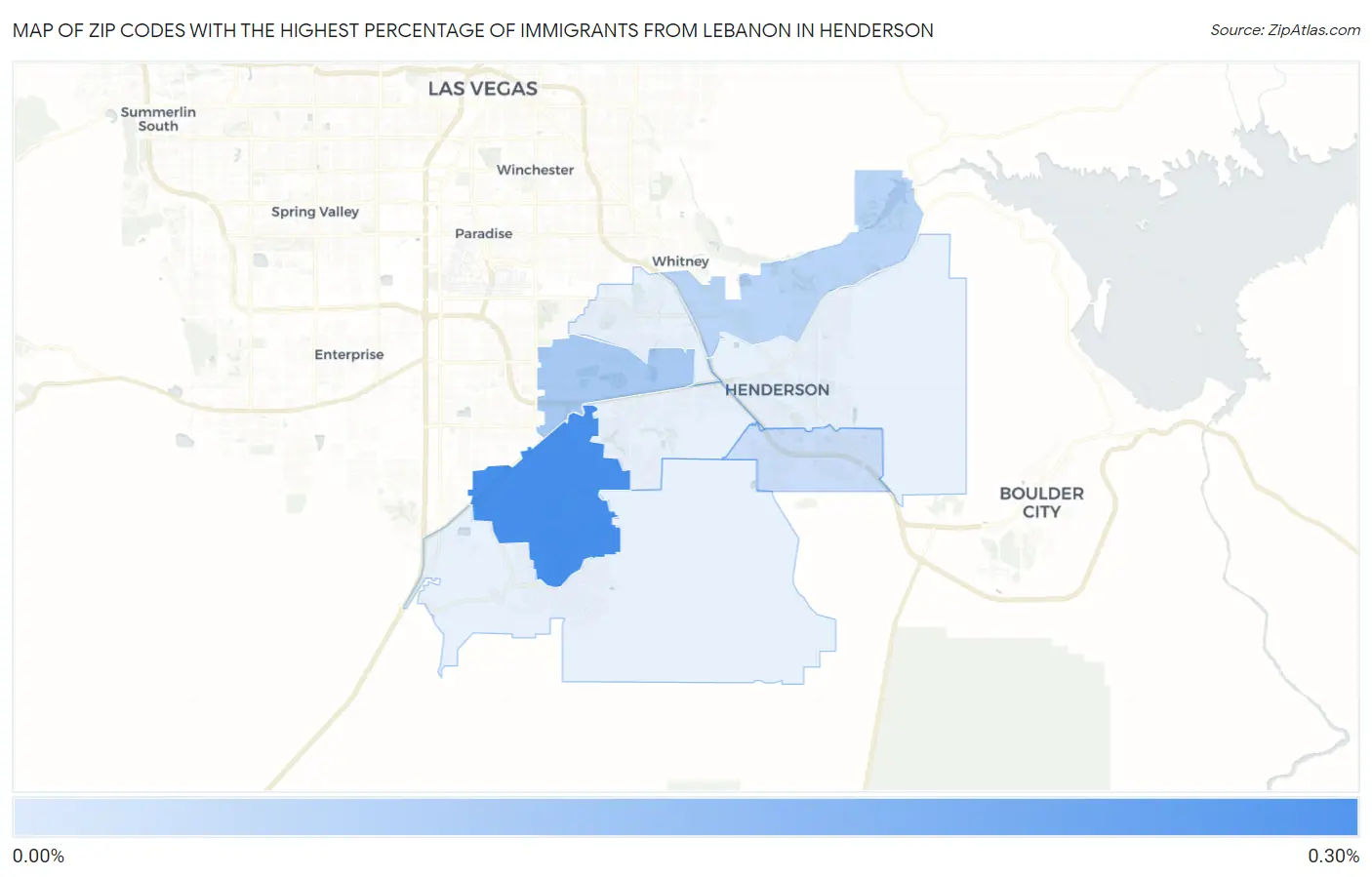 Zip Codes with the Highest Percentage of Immigrants from Lebanon in Henderson Map