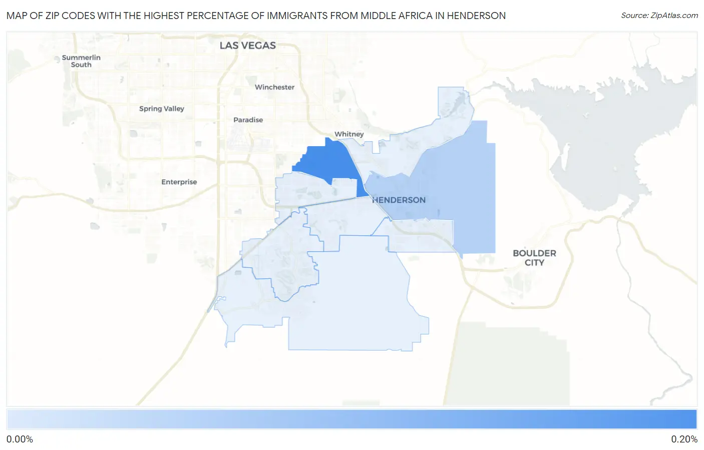 Zip Codes with the Highest Percentage of Immigrants from Middle Africa in Henderson Map