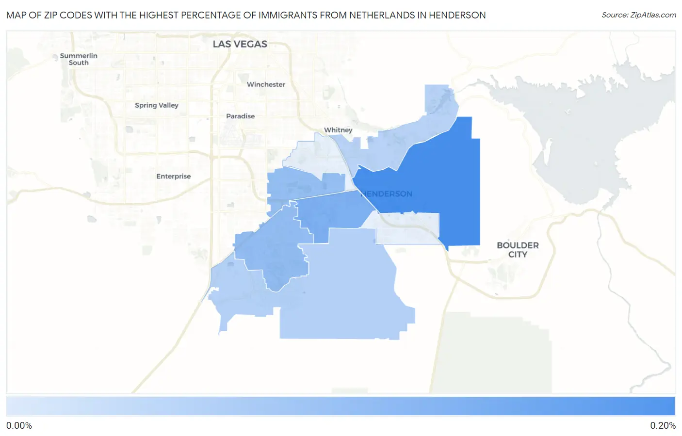 Zip Codes with the Highest Percentage of Immigrants from Netherlands in Henderson Map