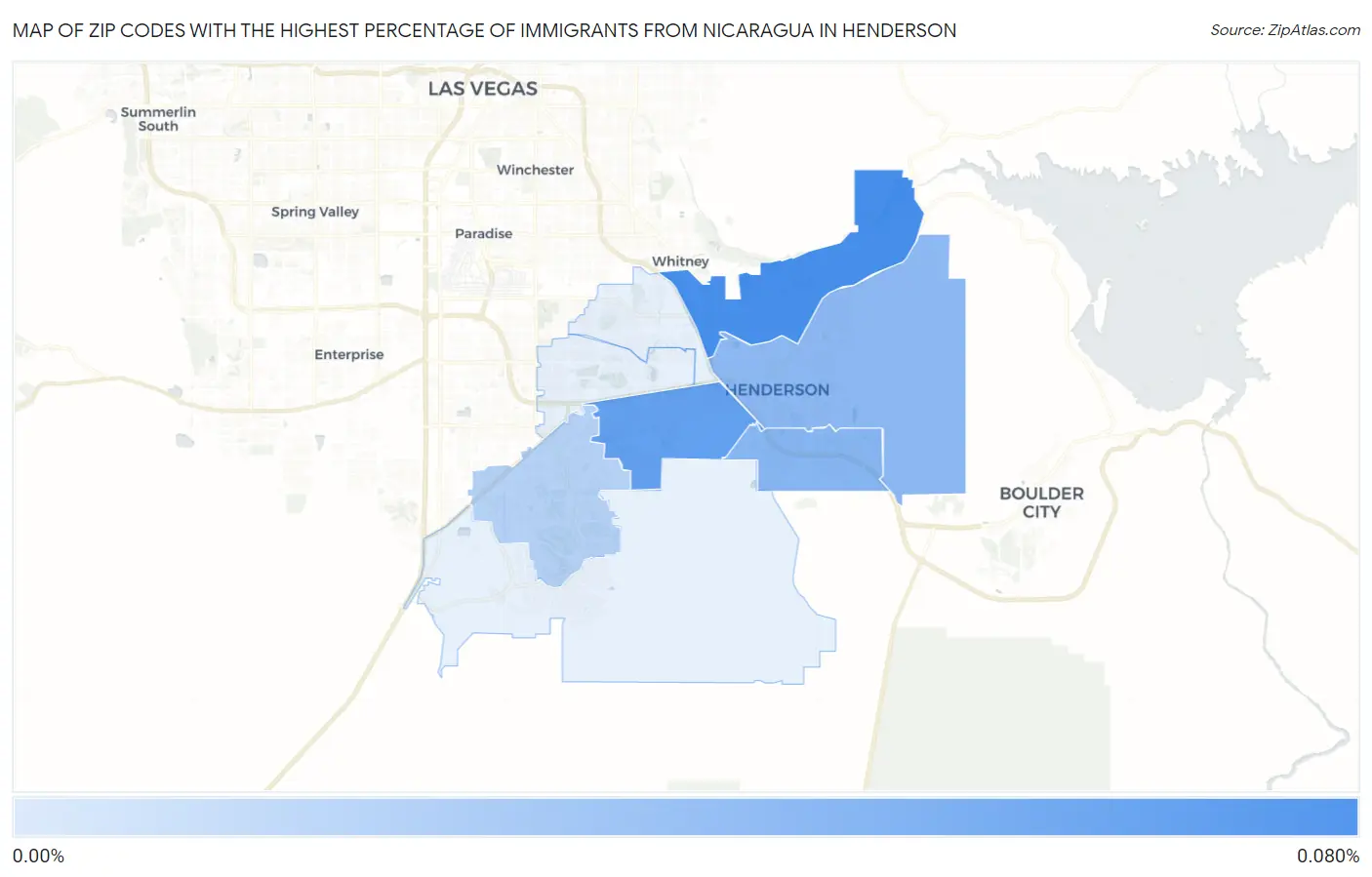 Zip Codes with the Highest Percentage of Immigrants from Nicaragua in Henderson Map
