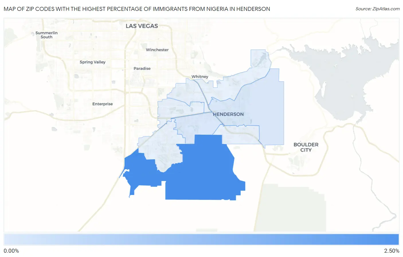 Zip Codes with the Highest Percentage of Immigrants from Nigeria in Henderson Map