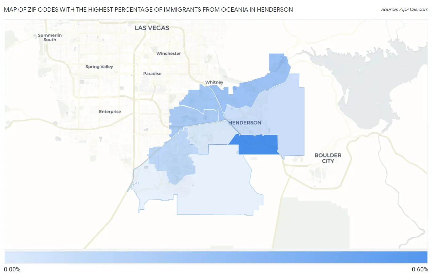 Zip Codes with the Highest Percentage of Immigrants from Oceania in Henderson Map