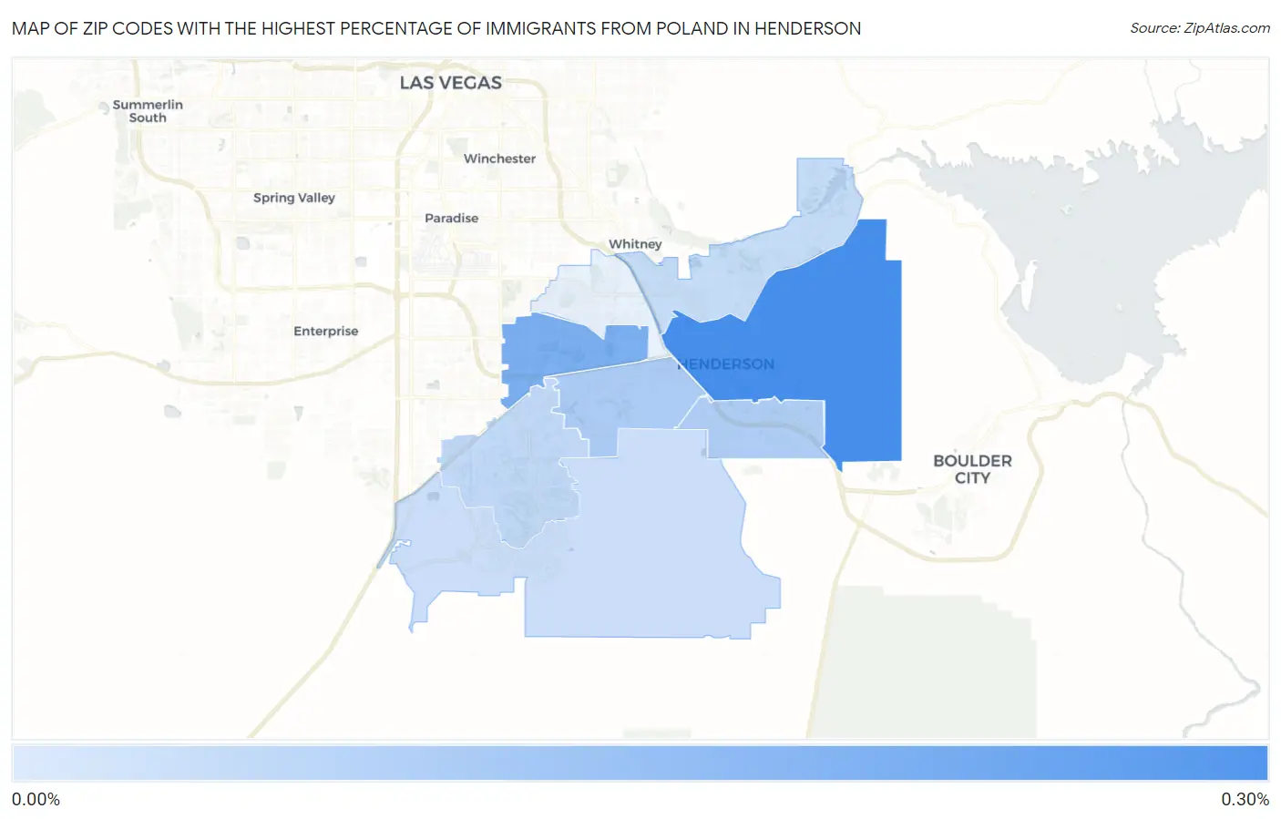 Zip Codes with the Highest Percentage of Immigrants from Poland in Henderson Map