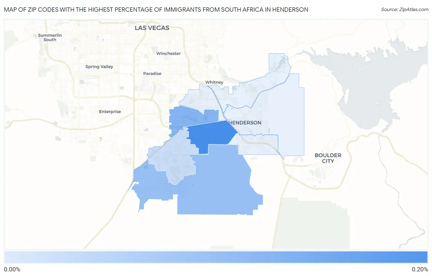 Zip Codes with the Highest Percentage of Immigrants from South Africa in Henderson Map