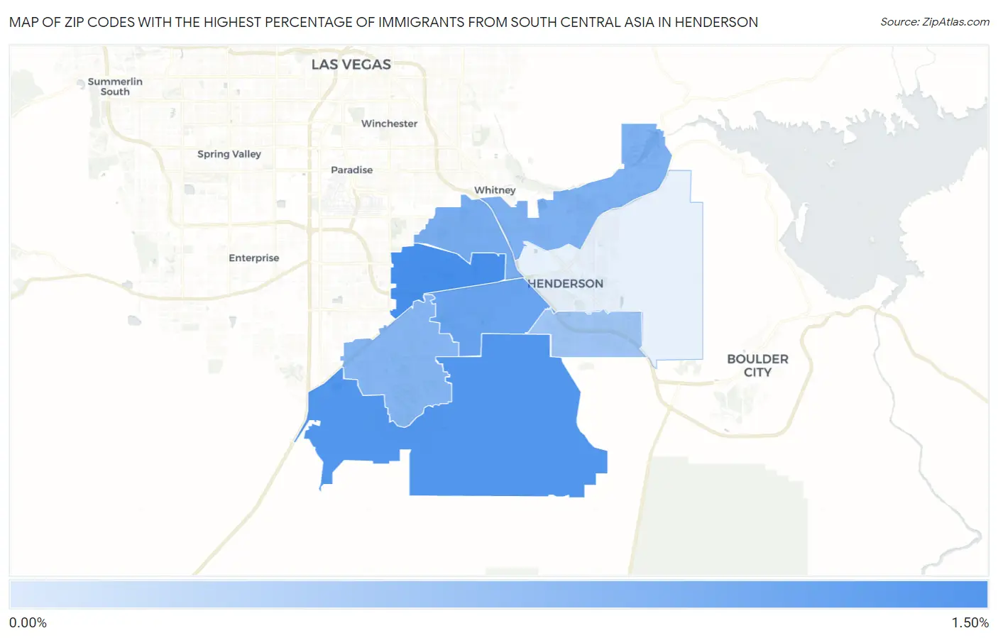 Zip Codes with the Highest Percentage of Immigrants from South Central Asia in Henderson Map