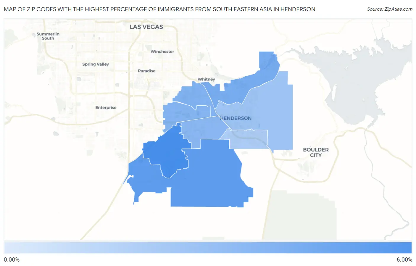 Zip Codes with the Highest Percentage of Immigrants from South Eastern Asia in Henderson Map