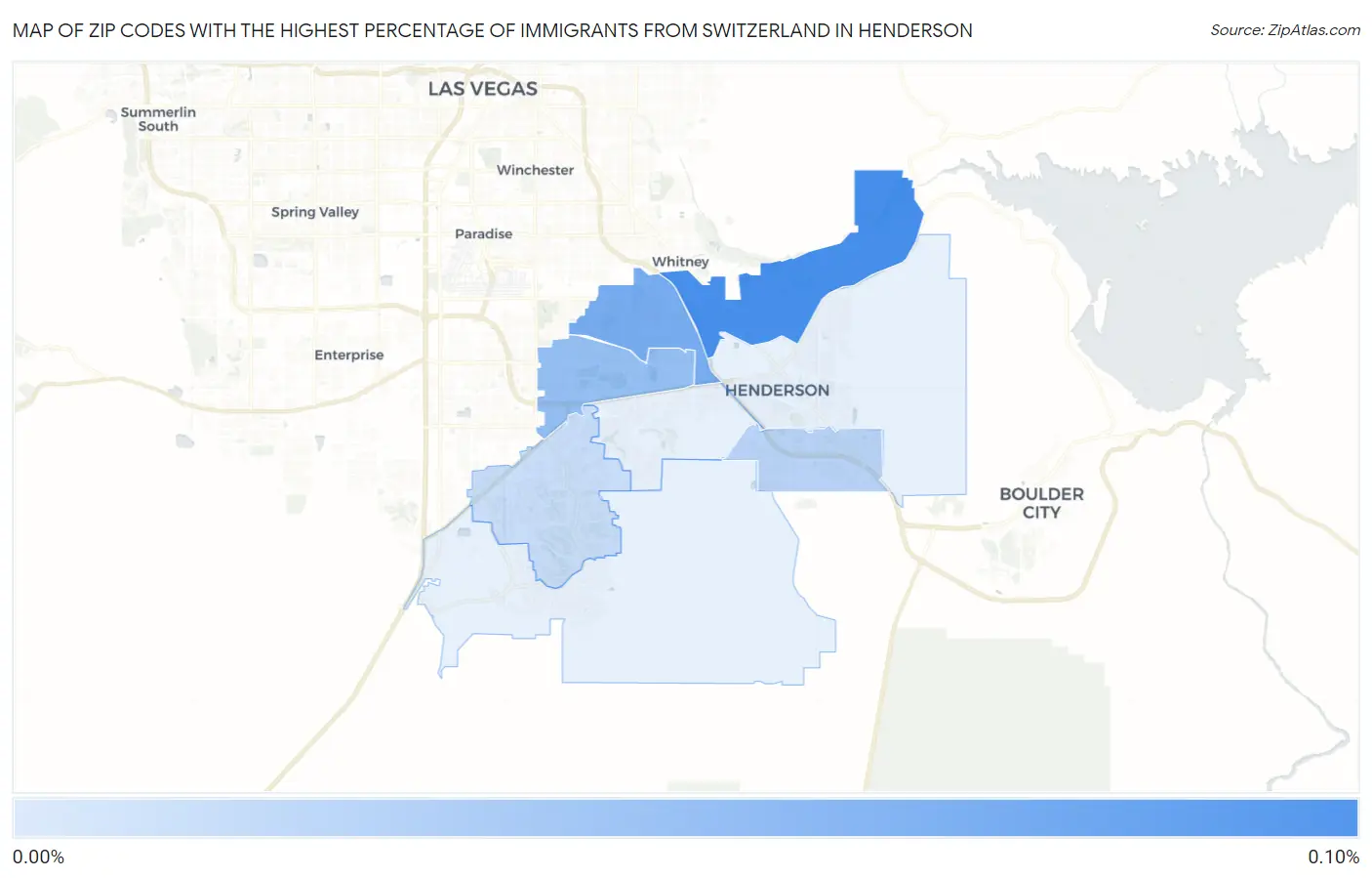 Zip Codes with the Highest Percentage of Immigrants from Switzerland in Henderson Map