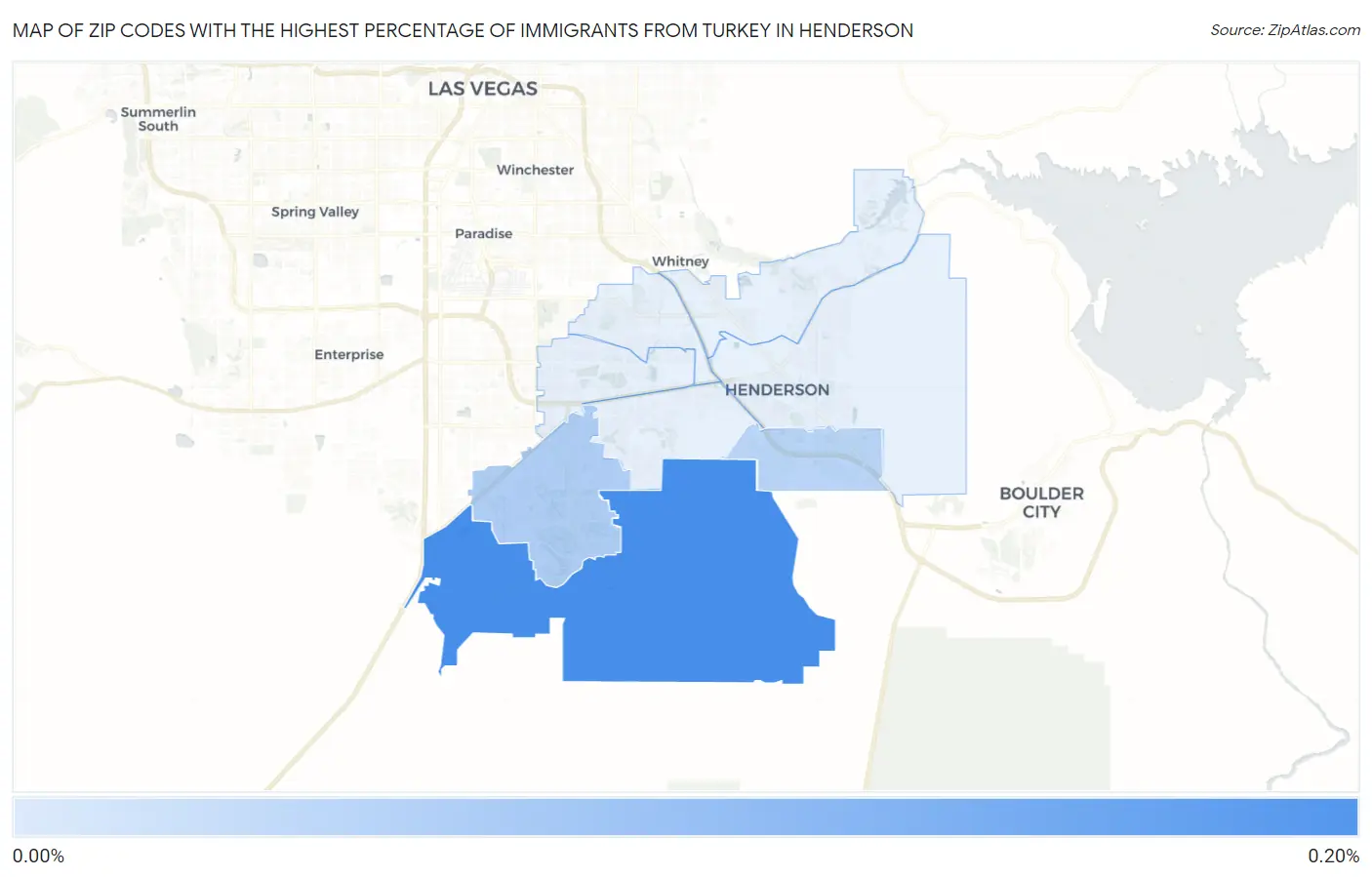 Zip Codes with the Highest Percentage of Immigrants from Turkey in Henderson Map