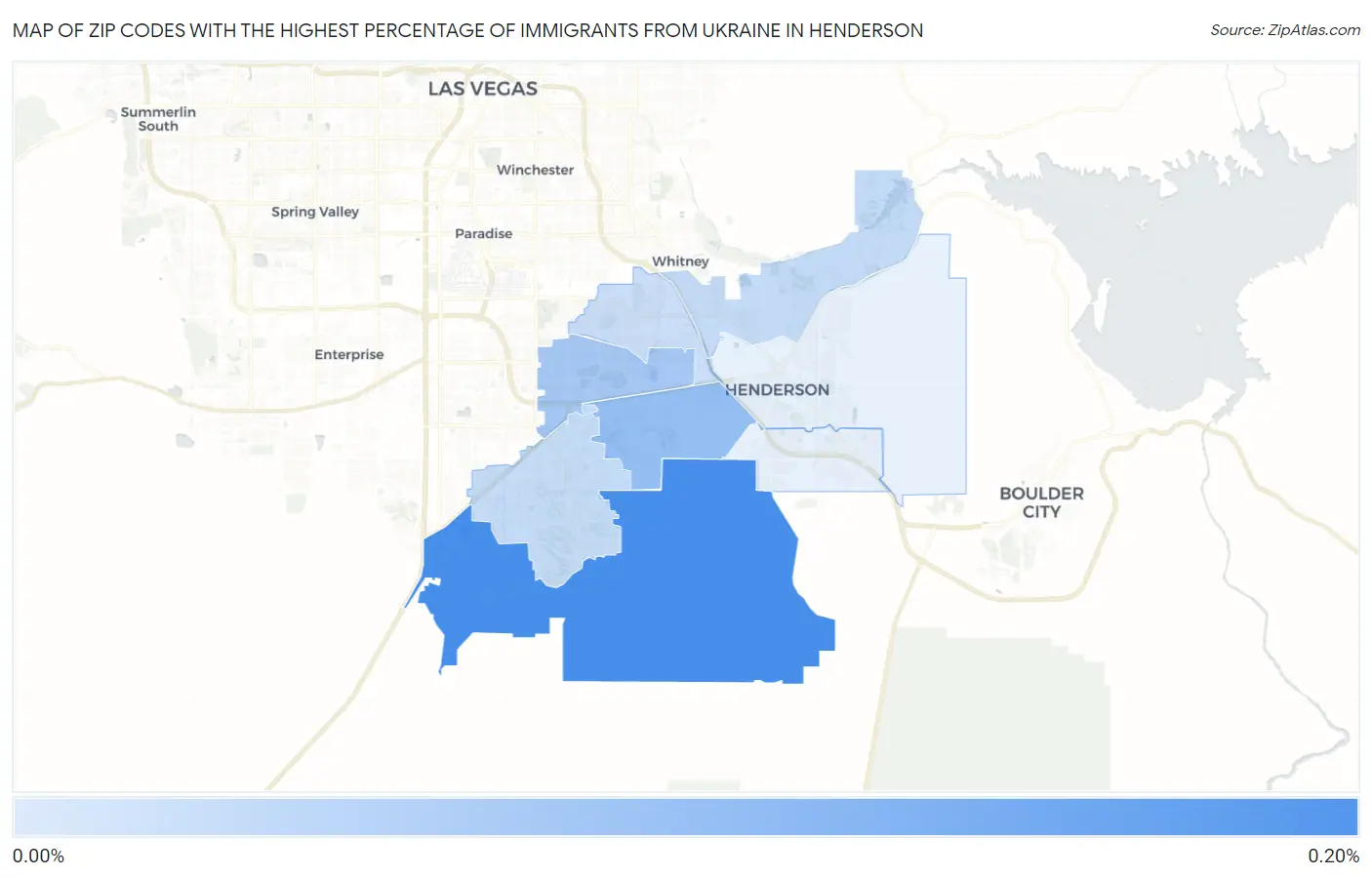 Zip Codes with the Highest Percentage of Immigrants from Ukraine in Henderson Map
