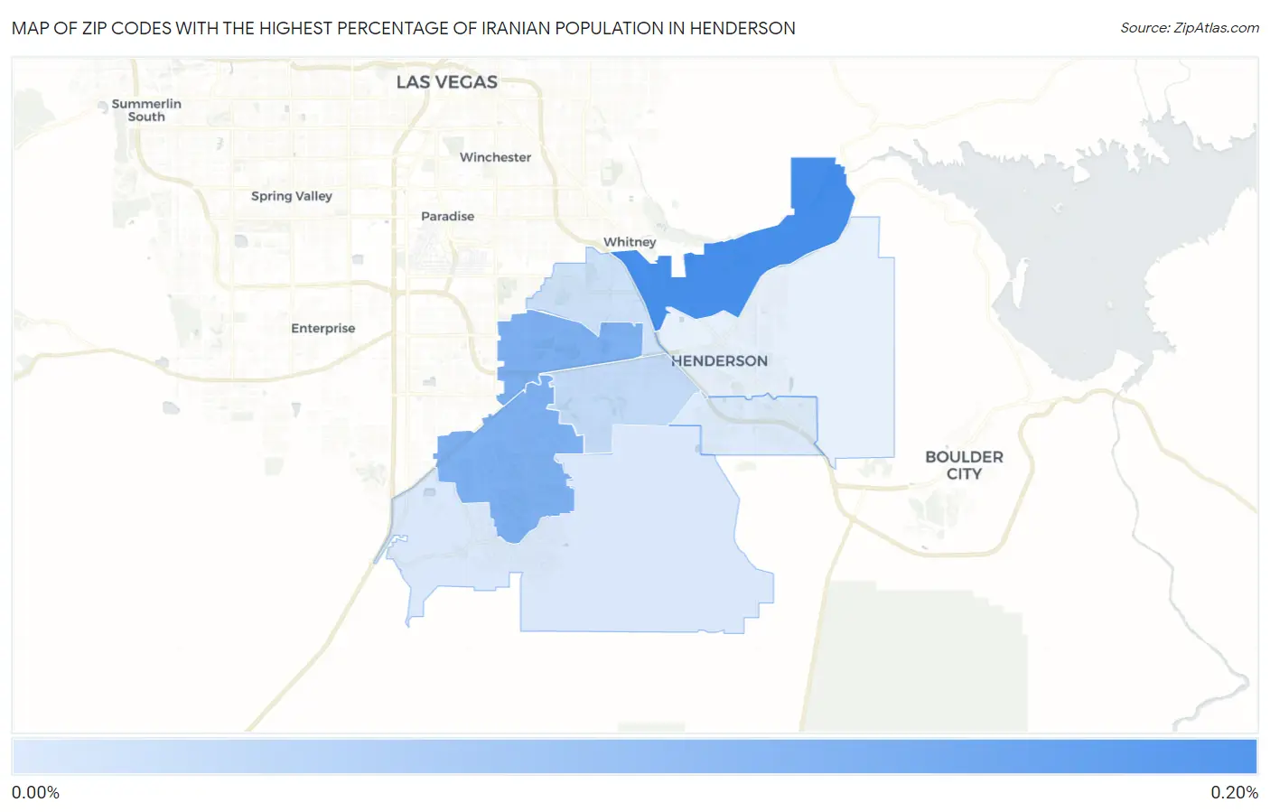 Zip Codes with the Highest Percentage of Iranian Population in Henderson Map