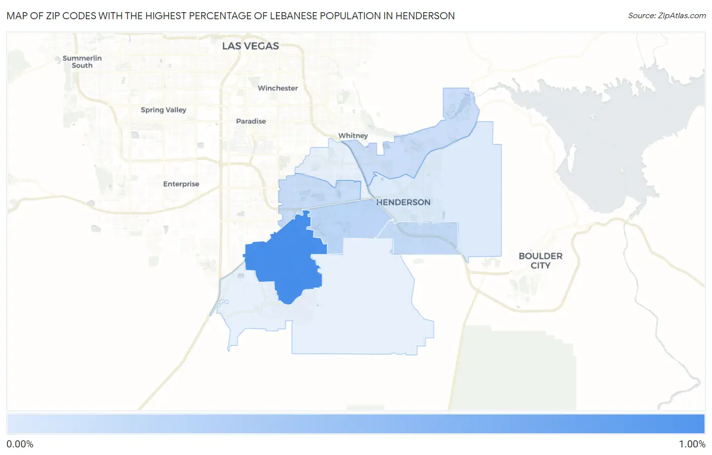 Zip Codes with the Highest Percentage of Lebanese Population in Henderson Map