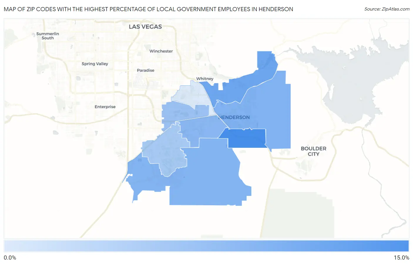 Zip Codes with the Highest Percentage of Local Government Employees in Henderson Map