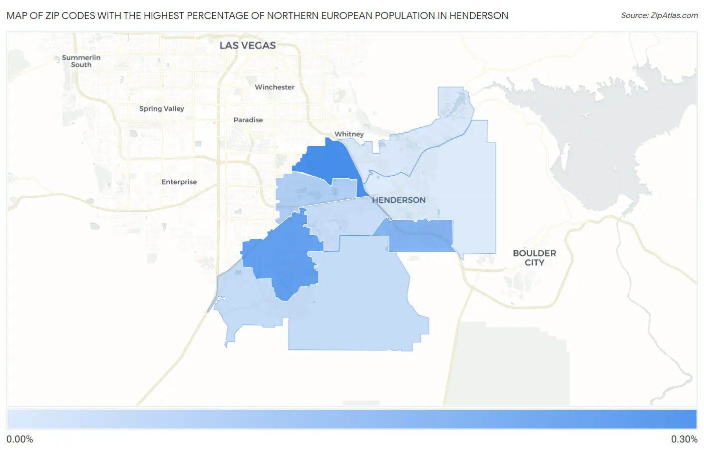 Zip Codes with the Highest Percentage of Northern European Population in Henderson Map