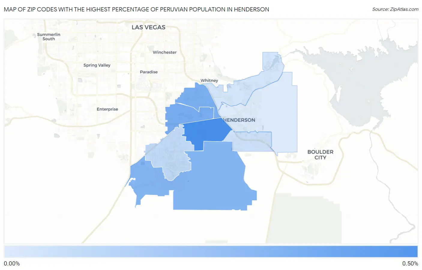 Zip Codes with the Highest Percentage of Peruvian Population in Henderson Map