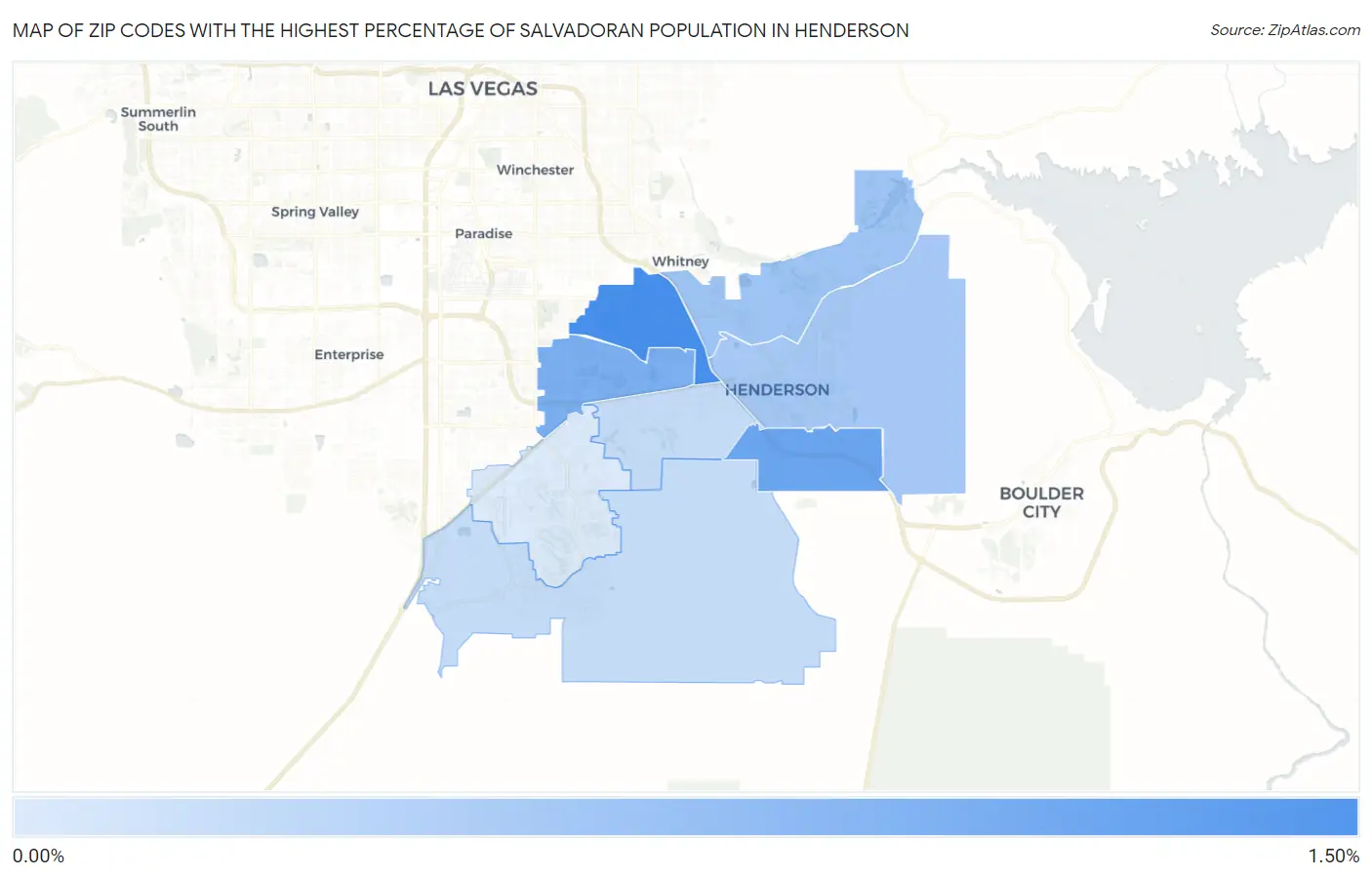 Zip Codes with the Highest Percentage of Salvadoran Population in Henderson Map