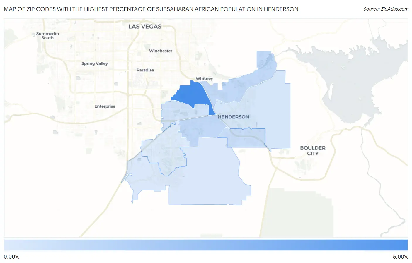 Zip Codes with the Highest Percentage of Subsaharan African Population in Henderson Map