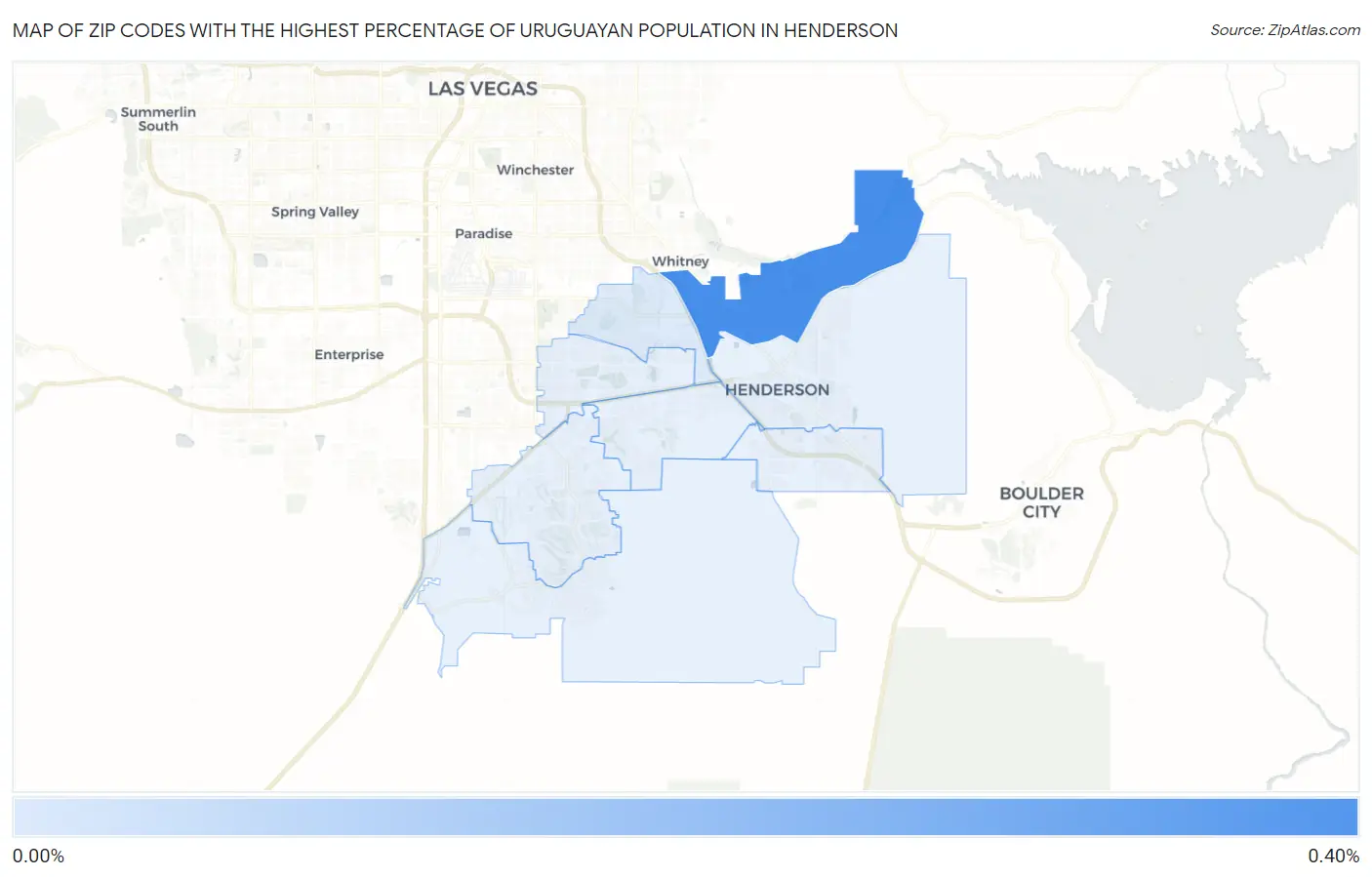 Zip Codes with the Highest Percentage of Uruguayan Population in Henderson Map
