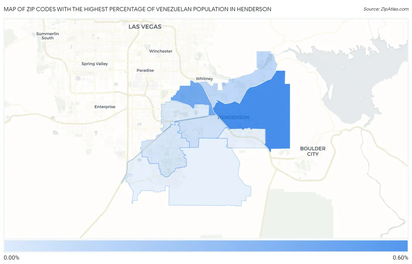 Zip Codes with the Highest Percentage of Venezuelan Population in Henderson Map