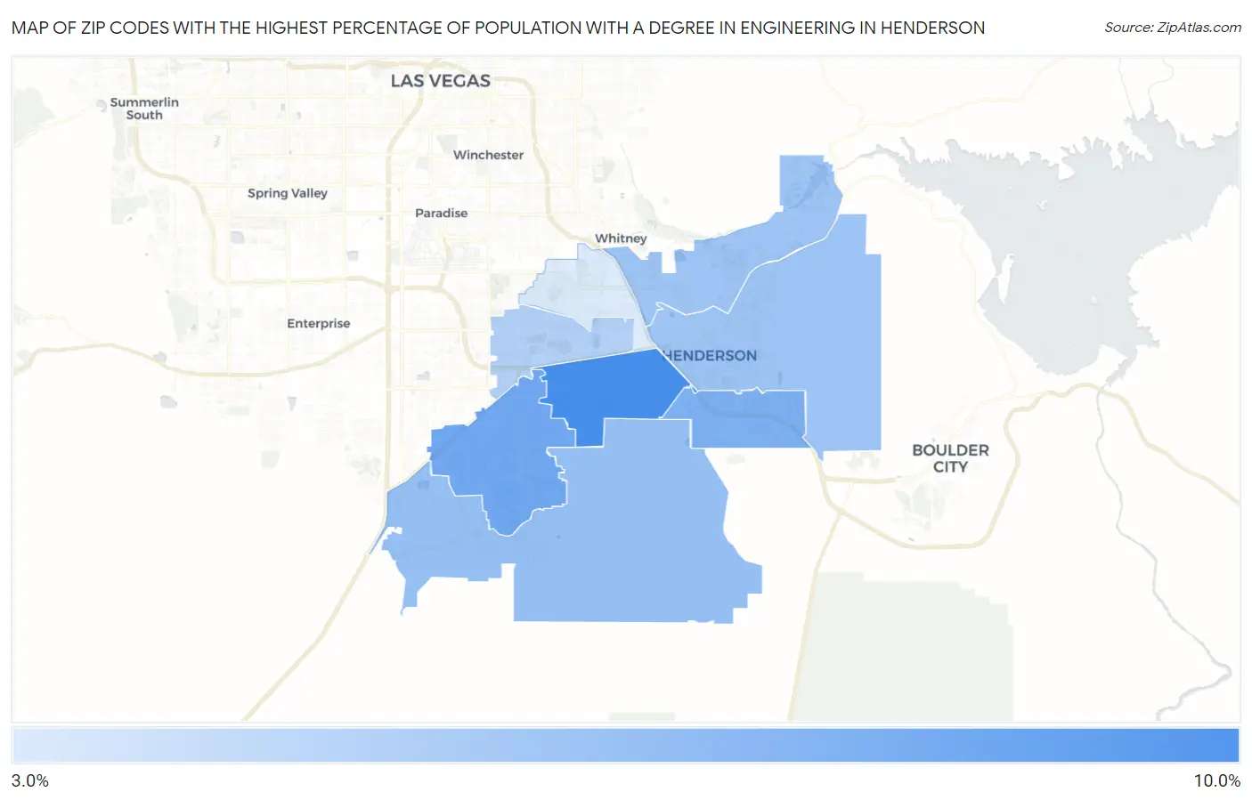 Zip Codes with the Highest Percentage of Population with a Degree in Engineering in Henderson Map