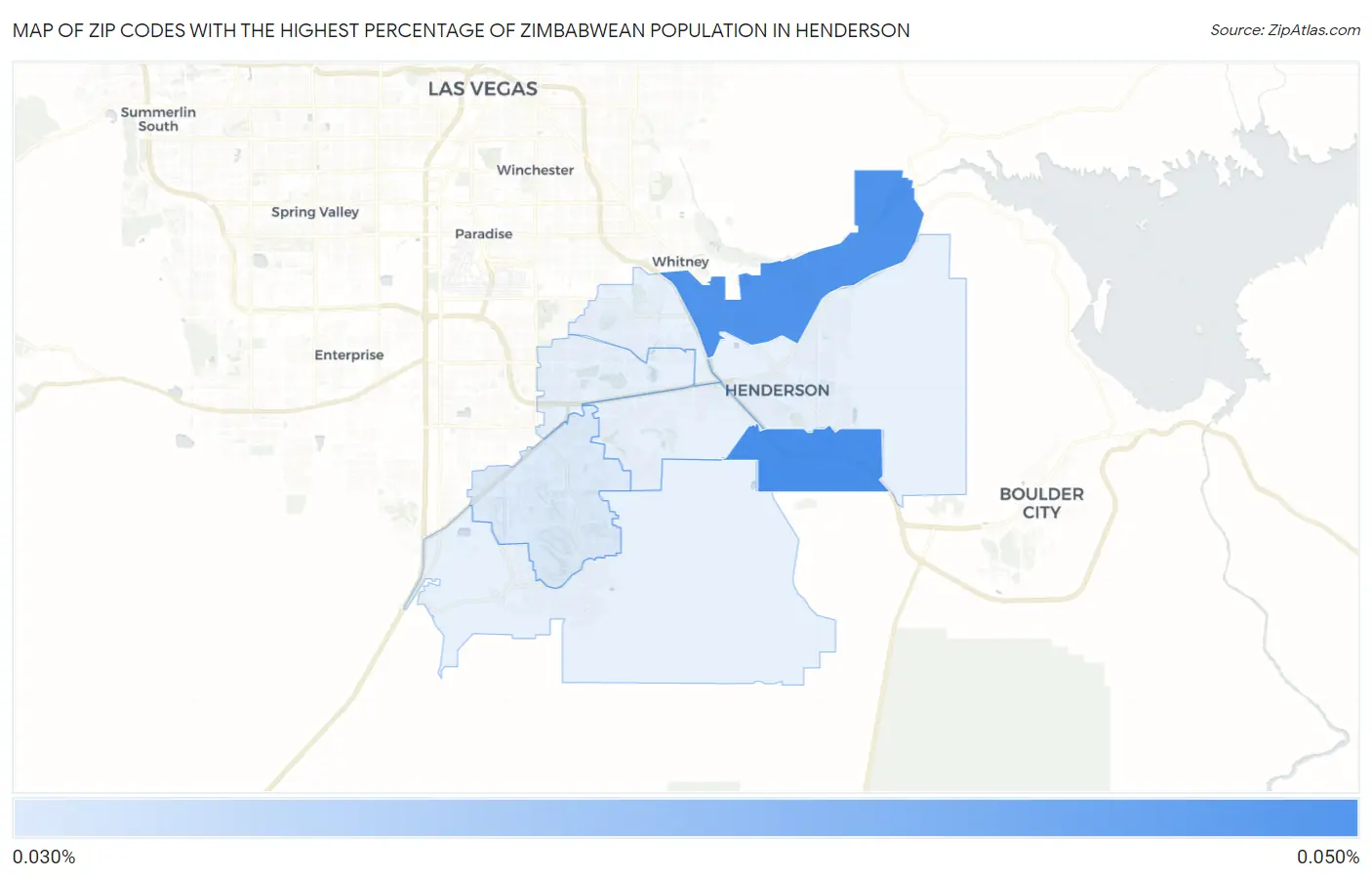 Zip Codes with the Highest Percentage of Zimbabwean Population in Henderson Map