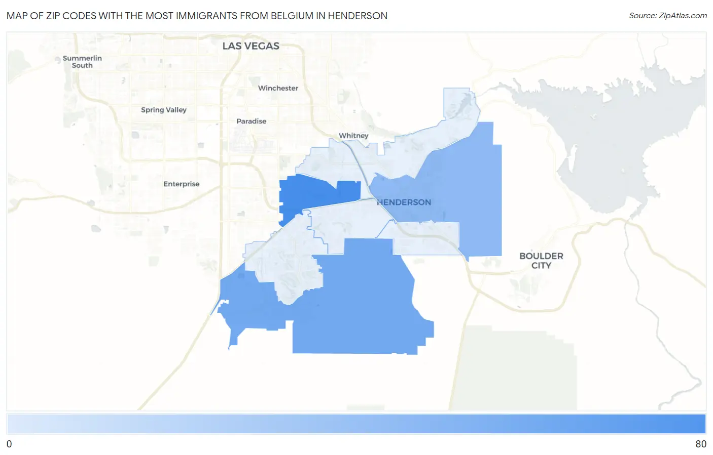 Zip Codes with the Most Immigrants from Belgium in Henderson Map