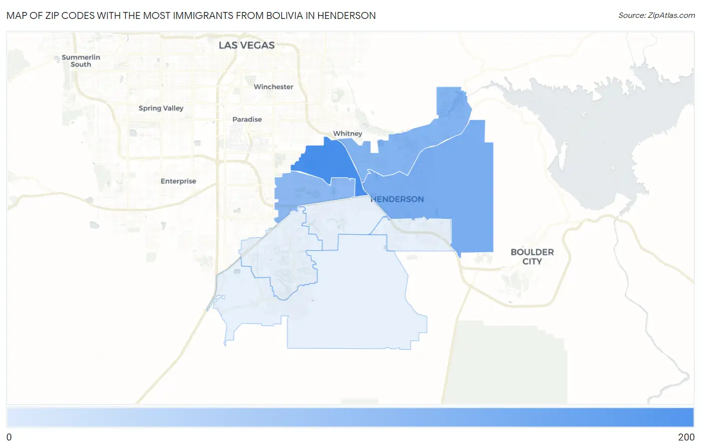 Zip Codes with the Most Immigrants from Bolivia in Henderson Map