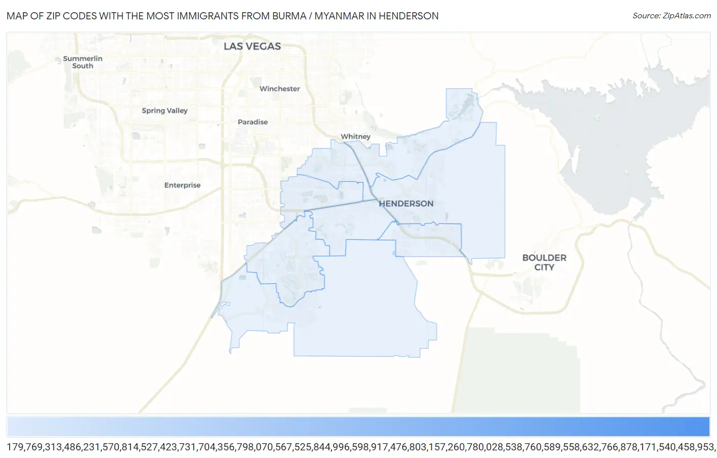 Zip Codes with the Most Immigrants from Burma / Myanmar in Henderson Map