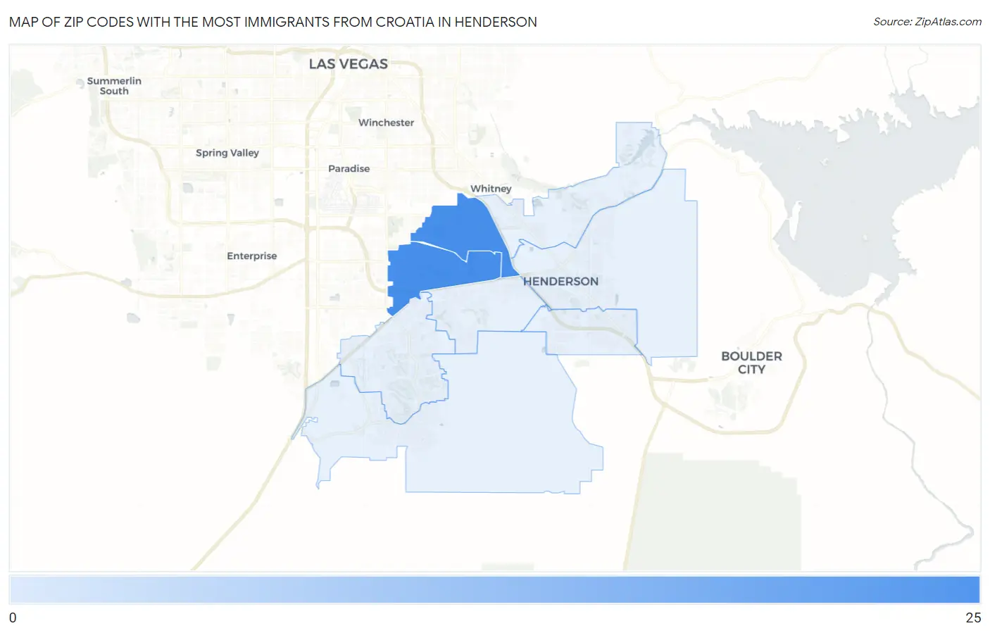 Zip Codes with the Most Immigrants from Croatia in Henderson Map