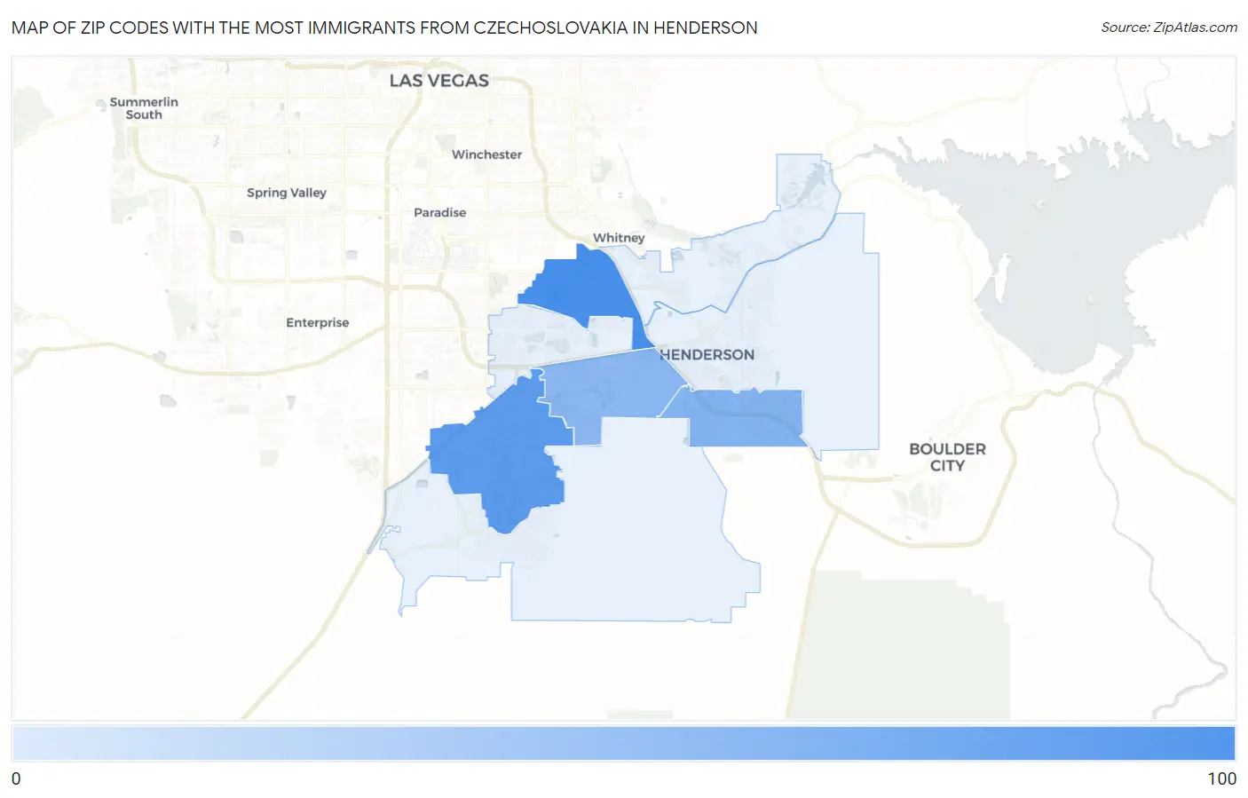 Zip Codes with the Most Immigrants from Czechoslovakia in Henderson Map