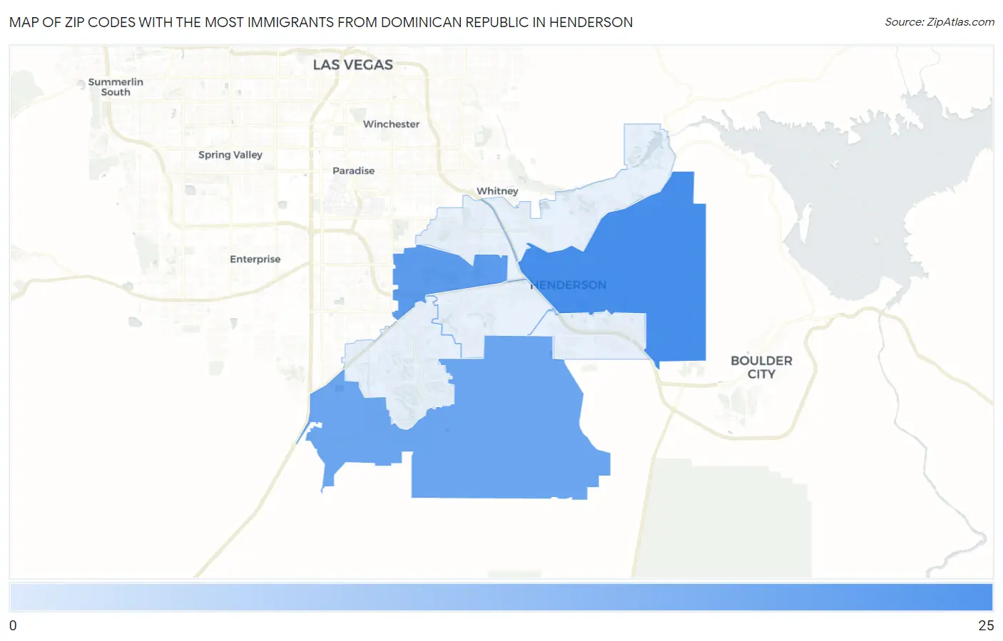 Zip Codes with the Most Immigrants from Dominican Republic in Henderson Map