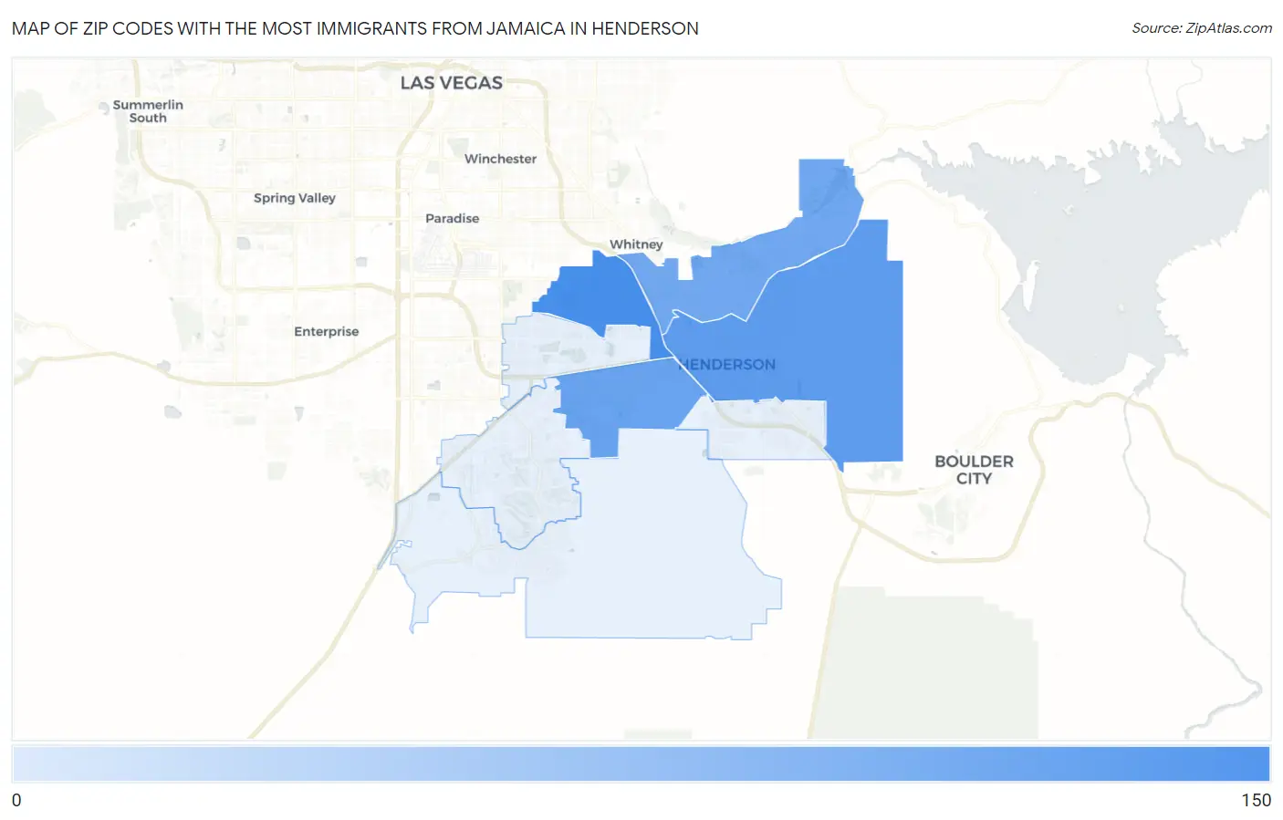 Zip Codes with the Most Immigrants from Jamaica in Henderson Map