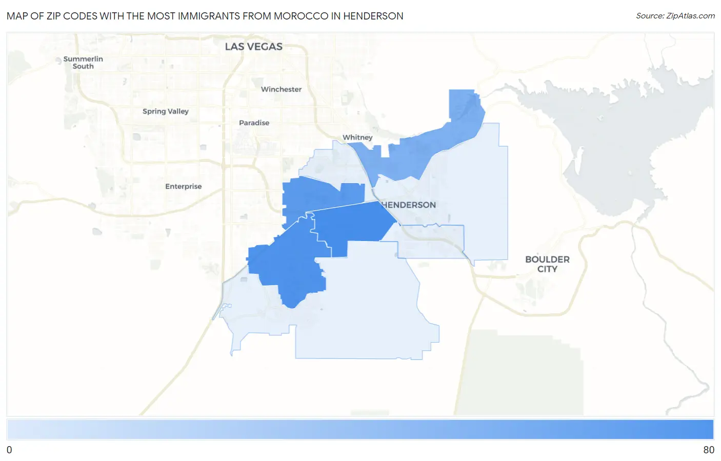 Zip Codes with the Most Immigrants from Morocco in Henderson Map