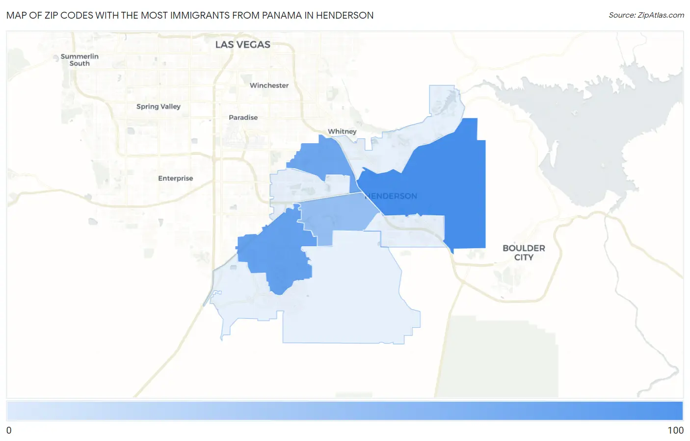 Zip Codes with the Most Immigrants from Panama in Henderson Map