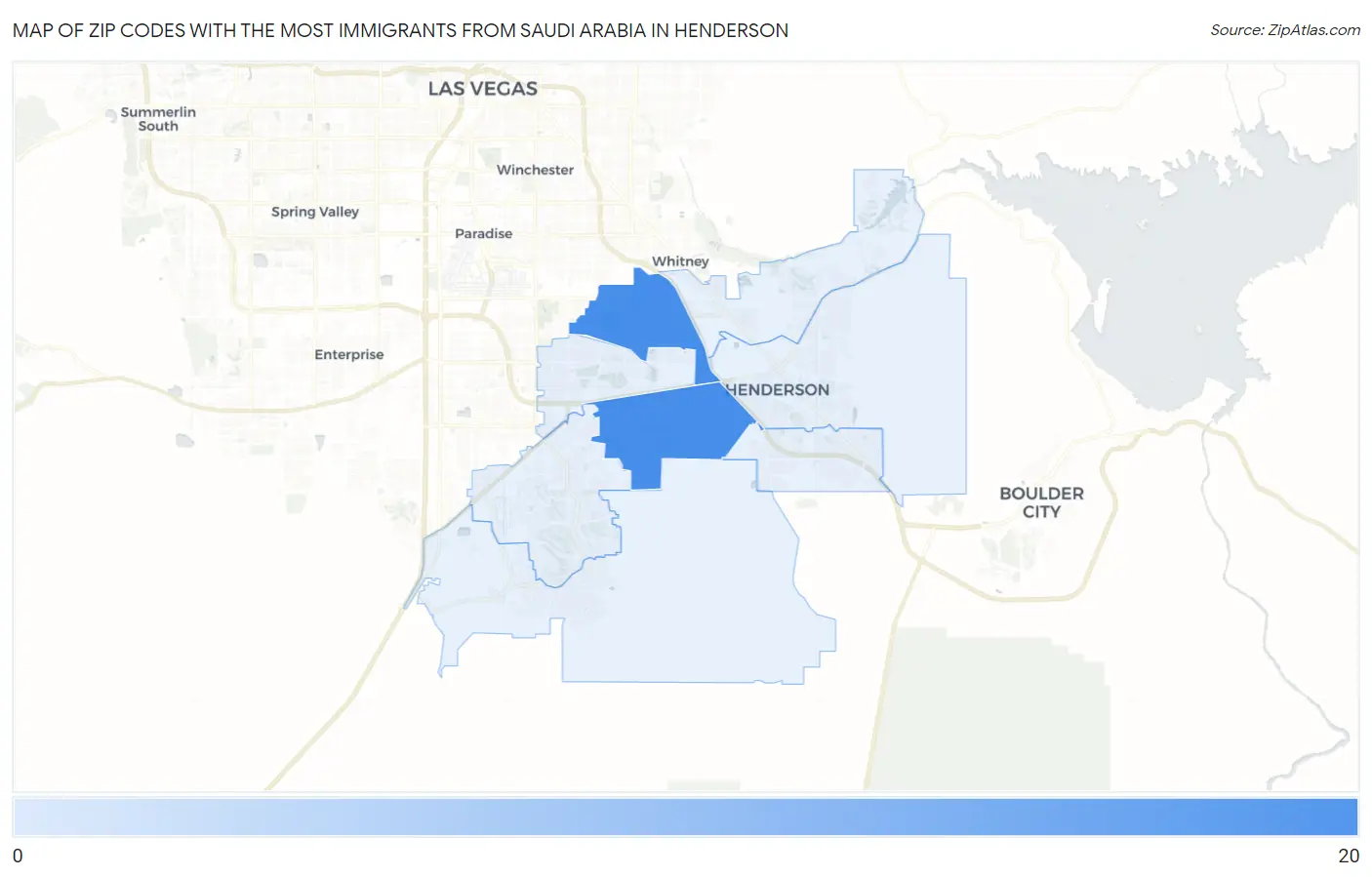 Zip Codes with the Most Immigrants from Saudi Arabia in Henderson Map