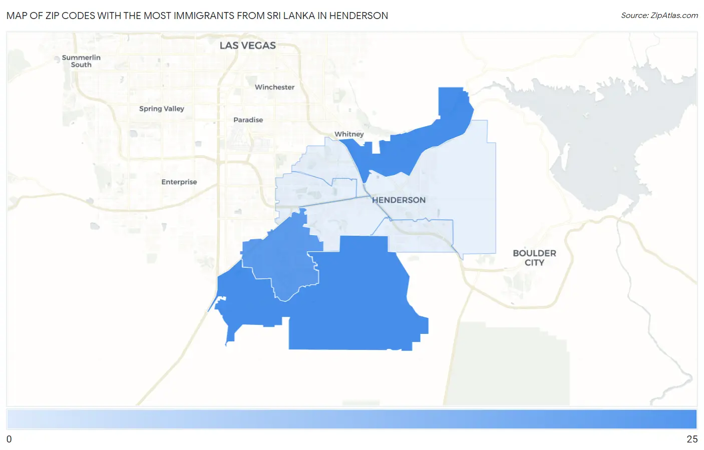 Zip Codes with the Most Immigrants from Sri Lanka in Henderson Map