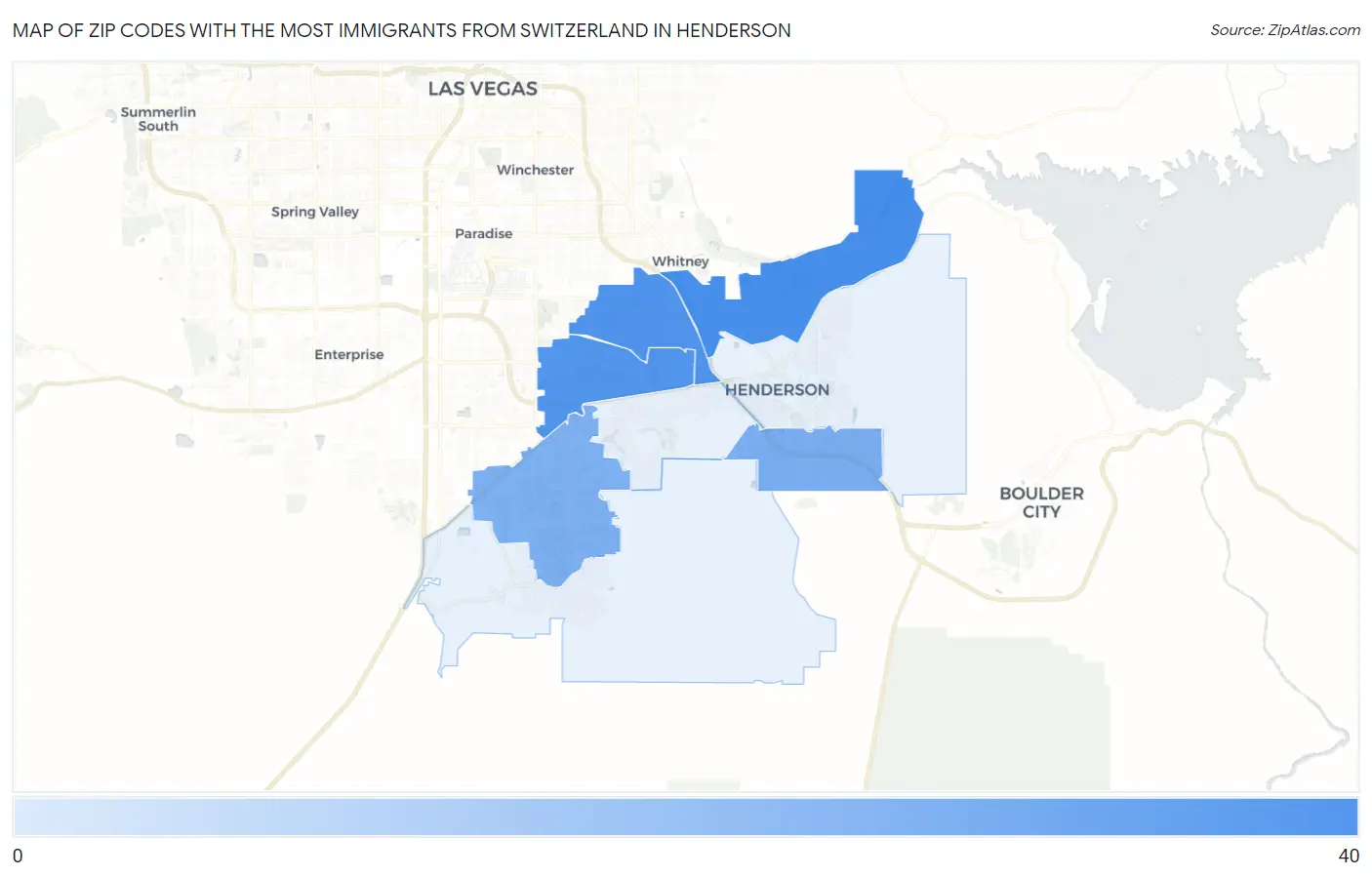 Zip Codes with the Most Immigrants from Switzerland in Henderson Map