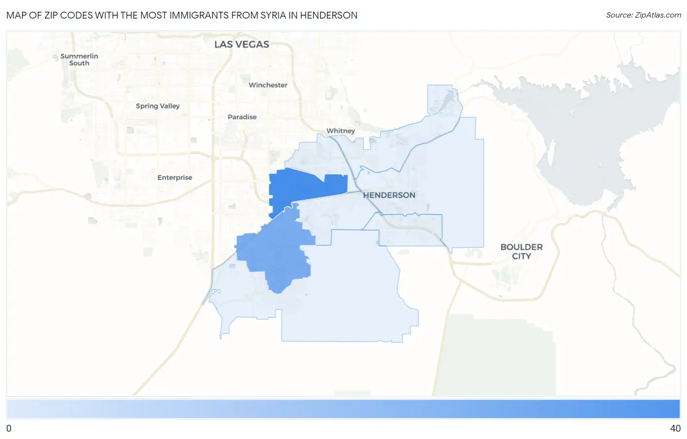 Zip Codes with the Most Immigrants from Syria in Henderson Map
